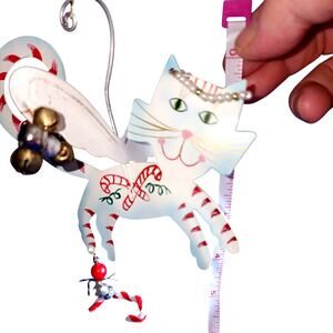 Karen rossi kitty Peppermint Angel Cat Christmas metal ornament